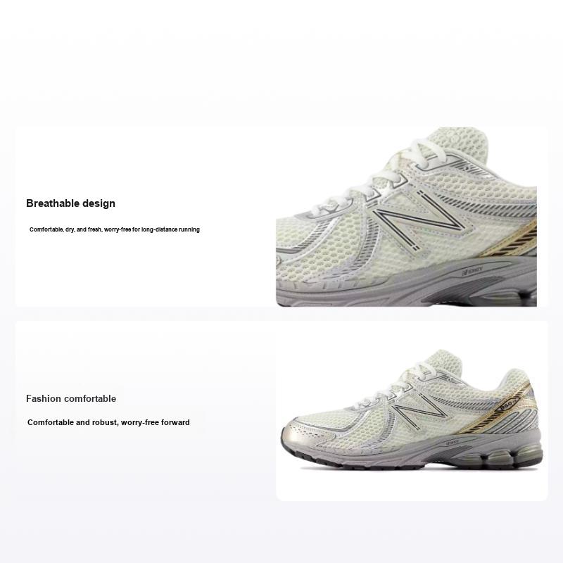New Balance 860v2 Sea Salt Gold Metallic унисекс кроссовки кремовый Harbor-Grey серебристо-металлический ML860SG2 37.5