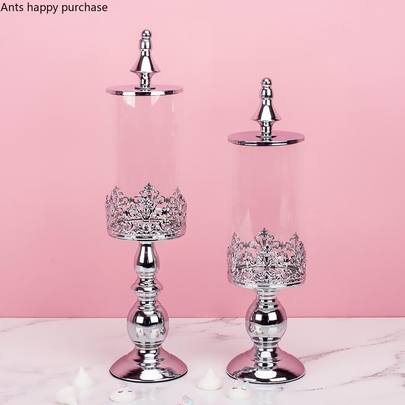 European Style Sugar Bowl Wedding Dessert Table Decoration Arrangement Glass Candy Jar Snack Biscuit Storage Tank Home Storage