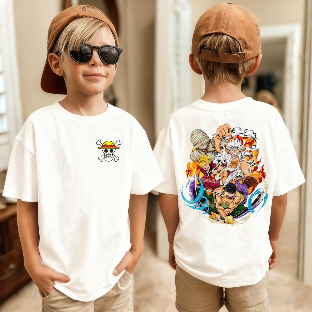 One Piece Japanese Anime Printed Men's T-Shirt Roronoa Zoro Boy Children's Harajuku Short Sleeve Kids Luffy T-shirt Clothing