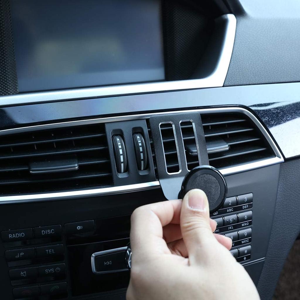 Black Aluminum Alloy Car Center Air Vent Mobile Phone Holder Accessories for Mercedes Benz C Class W204 C180 C200 2008-2013