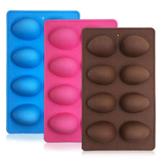 Egg Shaped Silicone Mold for Baking 8-Cavity Food-Grade Non-Stick Chocolate Molds Flexible Easter Freezer Molds Dishwasher Safe Cake Jello