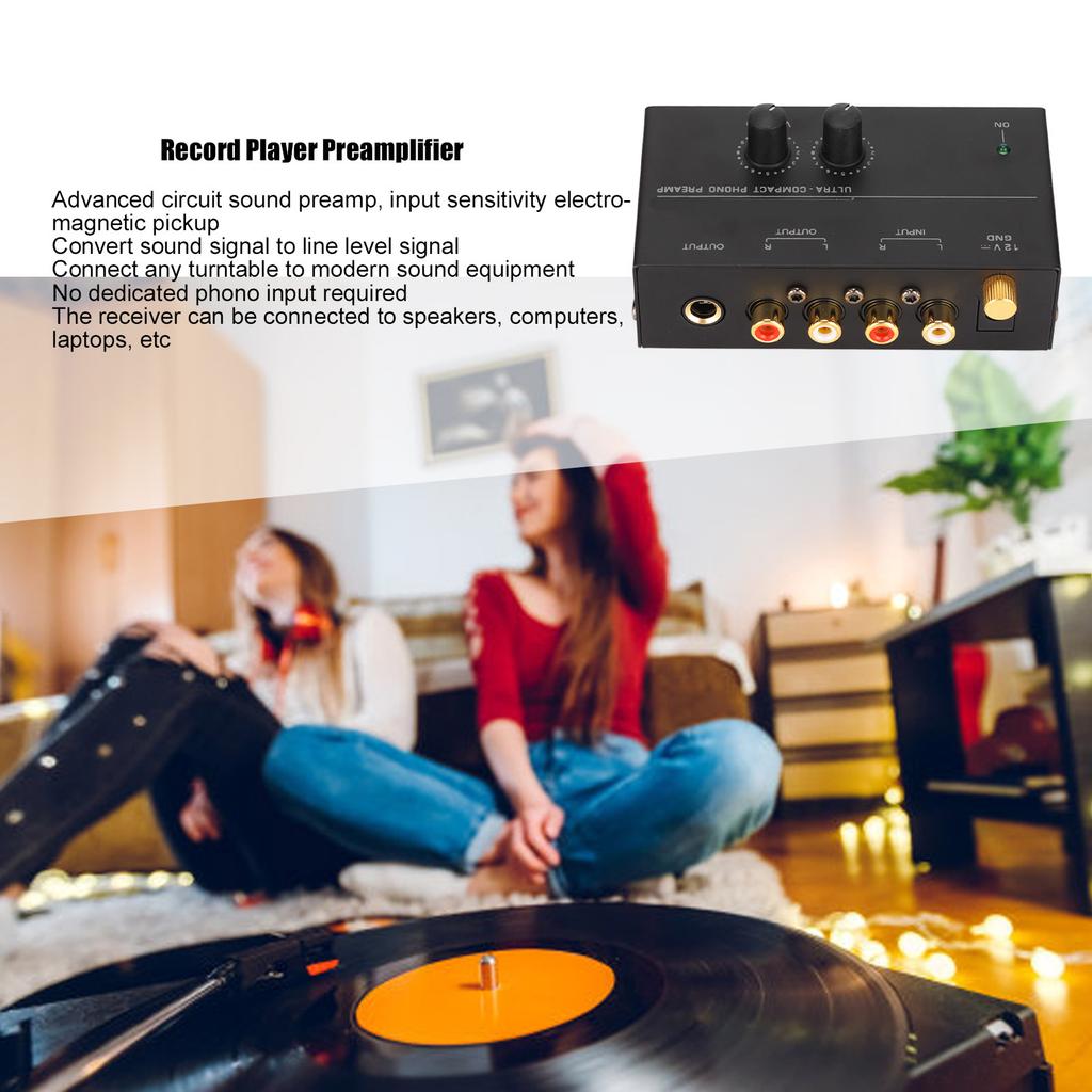 PP500 Phono Preamp Low Noise Stereo   Input   Output Knob Control   Record Player Preamplifier