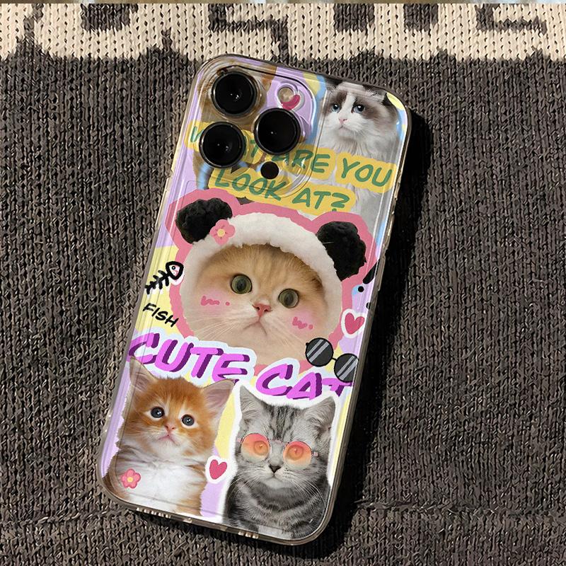 Cute Cat Comic Phone Case For IPhone 13 11 Case IPhone 15 17 13 12 14 16 Pro Max 16 Plus 17 Air Soft Silicone Shockproof Cover