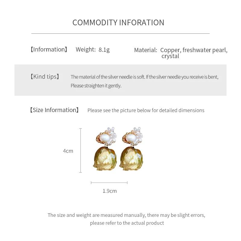 Gold Electroplated Zinc Alloy Needle Immortal Flower Earrings French Retro Freshwater Pearl Earring Light Luxury High-end Zircon