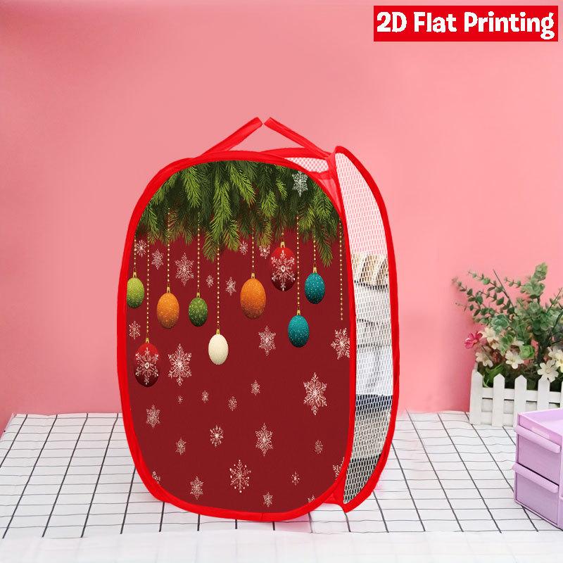1Pcs Christmas Bathtub Santa Pop-Up Laundry Hamper Expandable Mesh Hamper Basket for Room Bedroom Bathroom Organization Contemporary Storage
