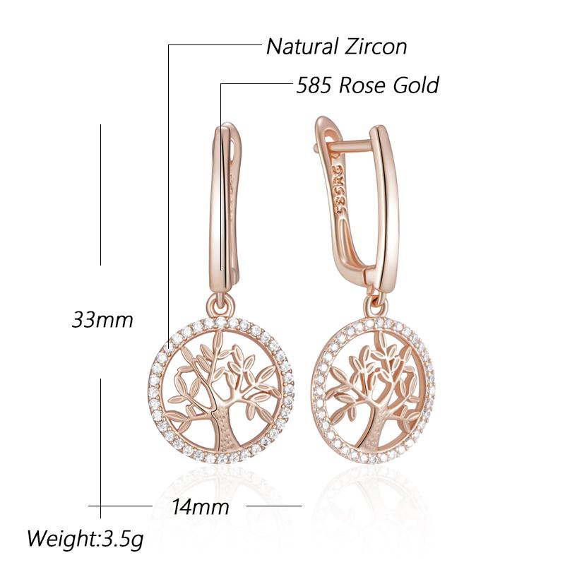 Kienl Růžově zlaté visací náušnice s květinami pro ženy Lesklé přírodní zirkonové doplňky Vintage Denní jemné šperky