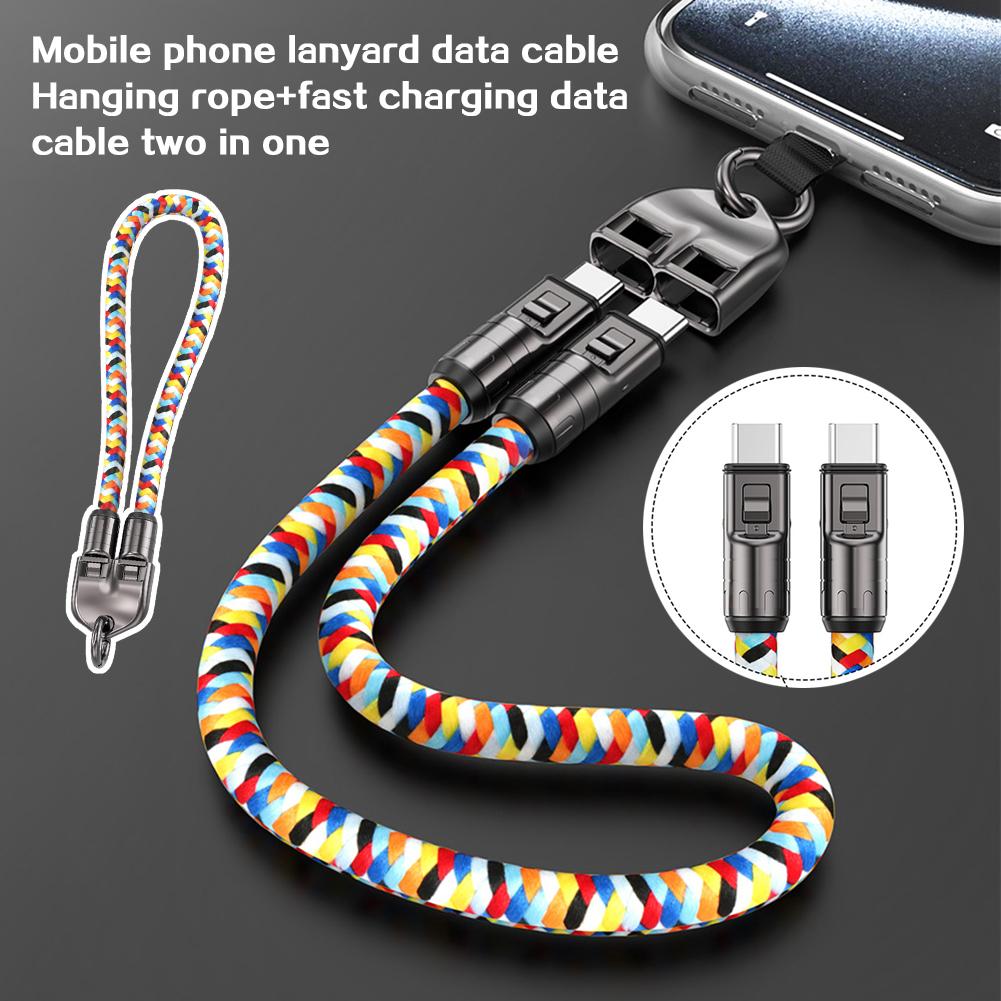 2 v 1 Šňůrka na mobilní telefon s nabíjecím kabelem, Univerzální klip na telefon proti ztrátě, Podpora 480 Mbps datového přenosového kabelu pro smartphony