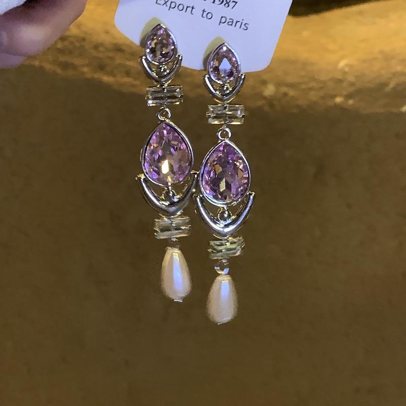 

Бриллиантовые серьги-подвески в виде капли воды с жемчужной бахромой, простые, роскошные, универсальные, нишевые, высококлассные, темпераментные, женские