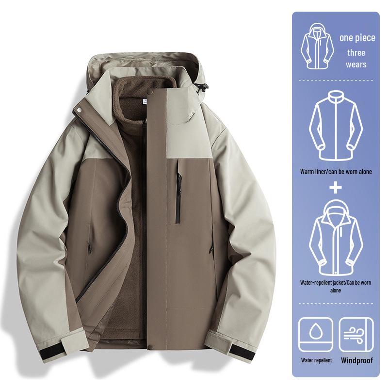 2024 Unisex Outdoor Windproof & Waterproof Jacket with Detachable Liner for Travel, Hiking, & Mountaineering