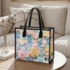 Cute Floral Rabbit Printed Tote Bag Fashion Casual Large Capacity Ladies Daily Handbag