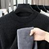 Men's Winter Half-High Collar Knit Base Layer - Plus Velvet, Thickened, Warm, Casual Fashion