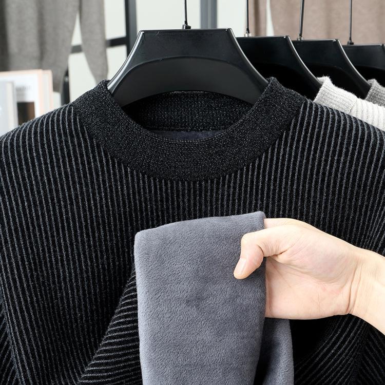 Men's Winter Half-High Collar Knit Base Layer - Plus Velvet, Thickened, Warm, Casual Fashion