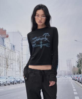 SOMSOC Horse Vane Layered Long Sleeve _Black