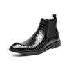 Men's Casual Crocodile Print Boots Low Top Ankle Boots Leather Shoes Autumn Winter Retro British Tooling Men's Boots Tide M219