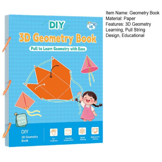 Set Pull String 3D Geometry Learning Book Early Education DIY