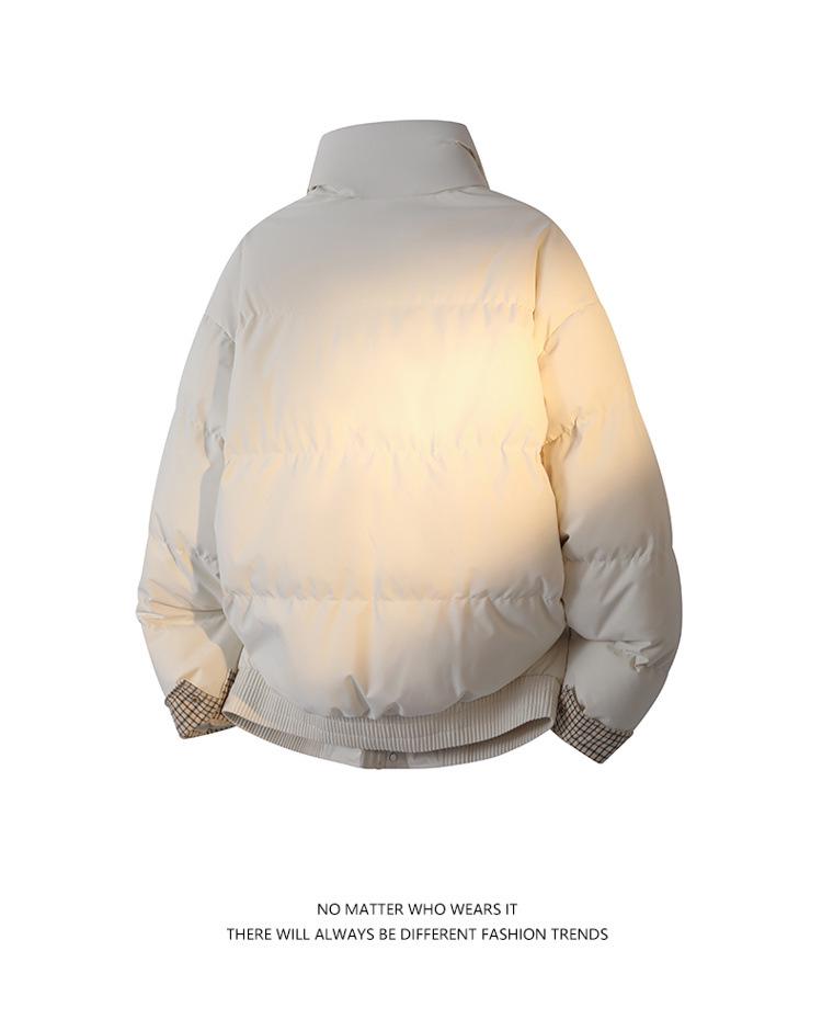Unisex Winter Plaid Double-Layer Stand Collar Jacket