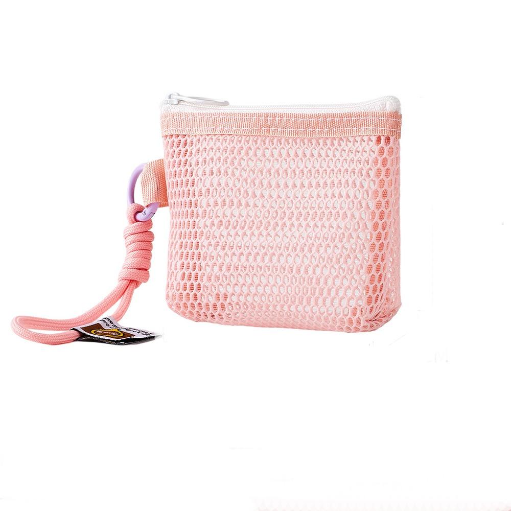 Dopamine Color Mesh Storage Bag Candy Color Toiletry Small Cosmetics Bag Handheld Zipper Closure Travel Storage Pouch розовый
