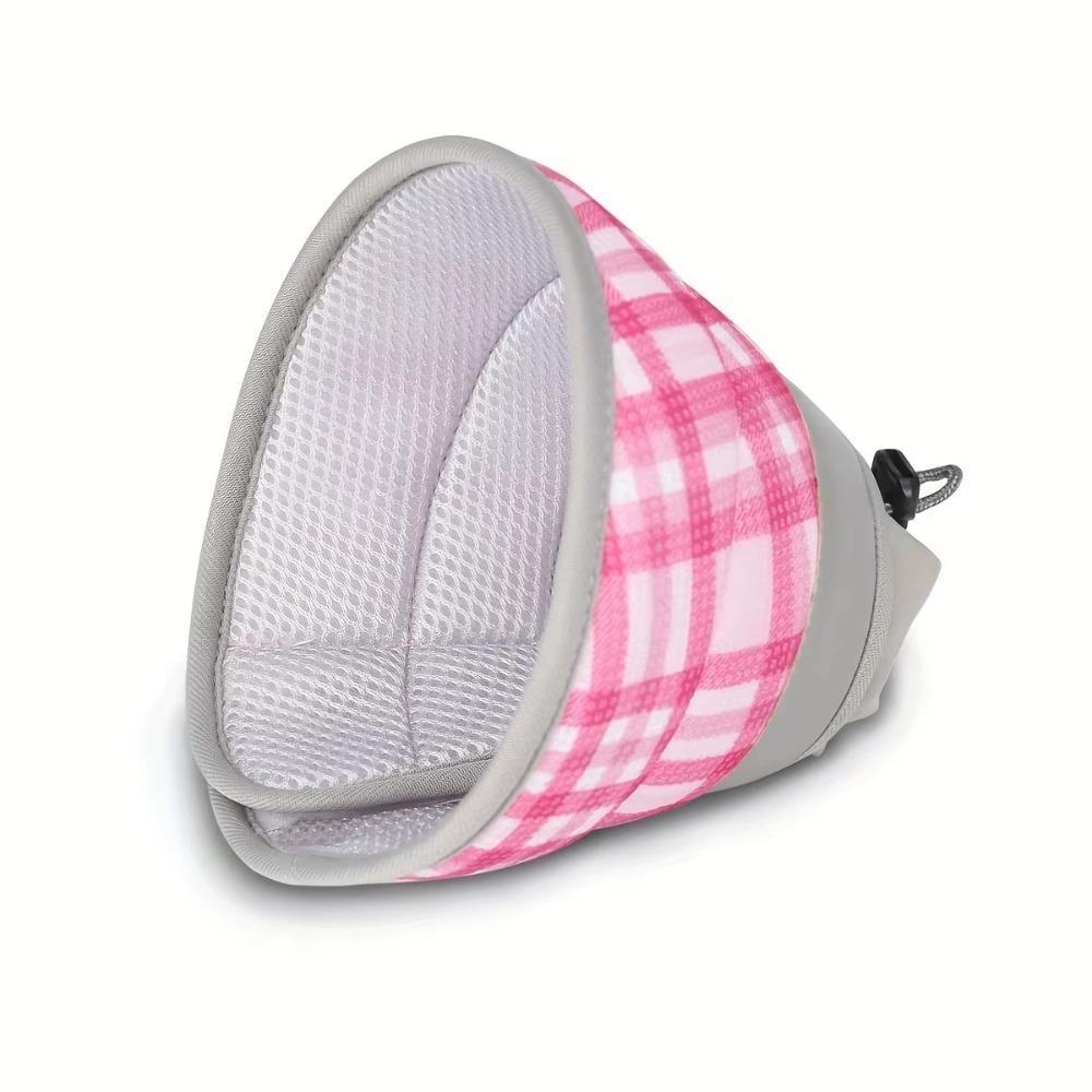 Adjustable Design Dog Protective Cover Plaid Pattern Pet Neck Cone Dog Head Protector  Cats Spaying S розовый