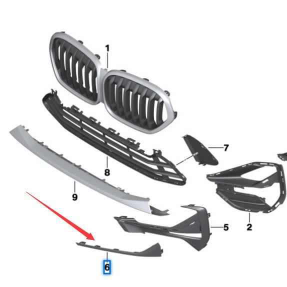 BMW X1 F48 Front Bumper Silver Trim Strips (Lower Left & Right) 51117954257, 51117954258
