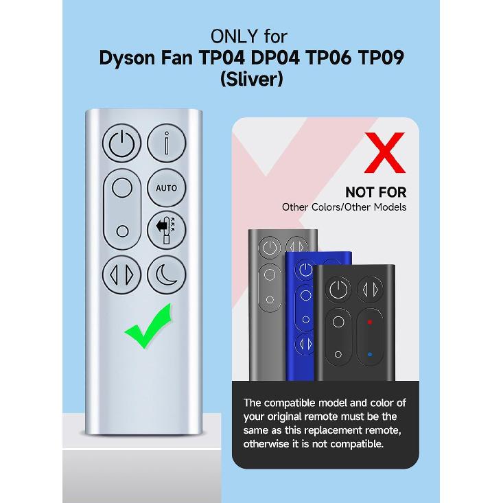 New Replacement Remote Control fit for Dyson TP04 TP06 TP09 DP04 TP4B 969154-05 Pure Cool Air Purifier Purifying Desk Fan-Colors: (Silver)