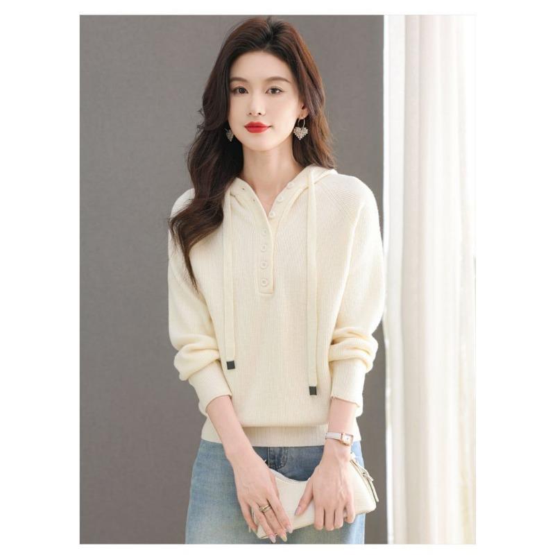 New Autumn and Winter Hooded Sweater Loose Casual and Western-style Sweatshirt New Wool Knitted Bottoming Top