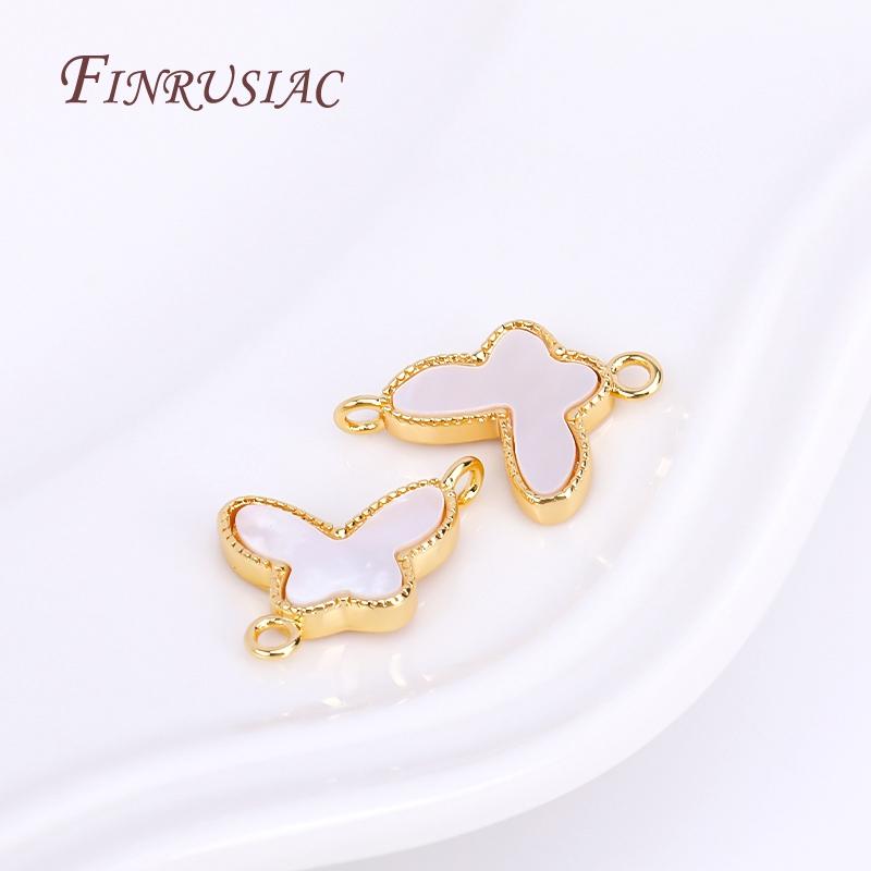 Wholesale Connector Charms DIY Accessories 18K Real Gold Plated Shell Geometry Design Connector Pendants For Necklace Making