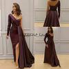New suer dress dinner party shoulder temperament split fork and thin large size slim evening dress
