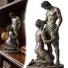 Statue Ornament, Mythology Collectible Bookshelf Vintage Ornament with Distressed Bronze Texture Wrinkled Clothing Pattern for Home Living Room
