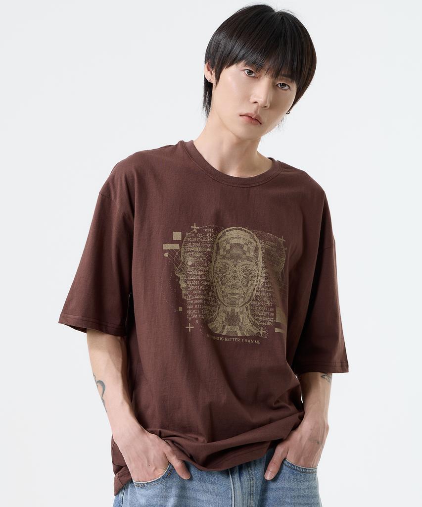 Nasttingijeubeleoldaenmi Digital Human Tee_Brown