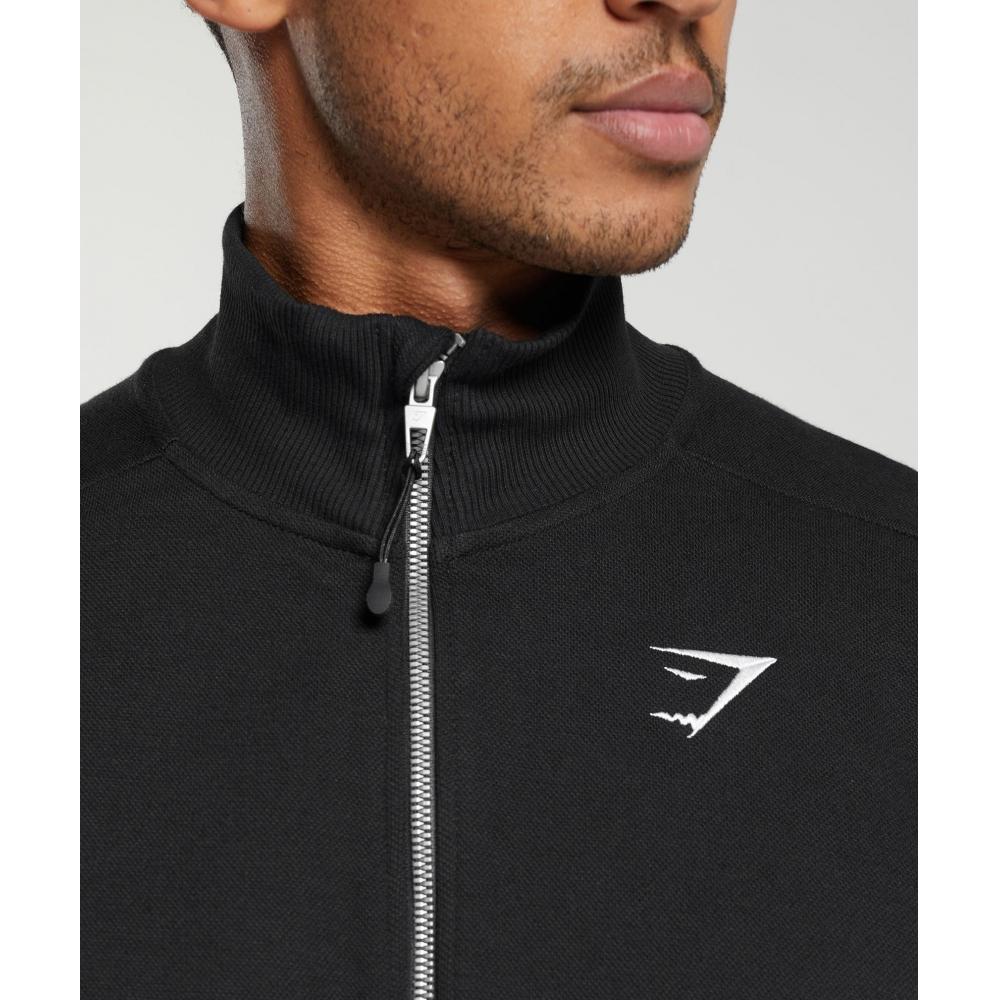 Gymshark Pique Track Jacket Black Onyx Grey A6a6s Bb24