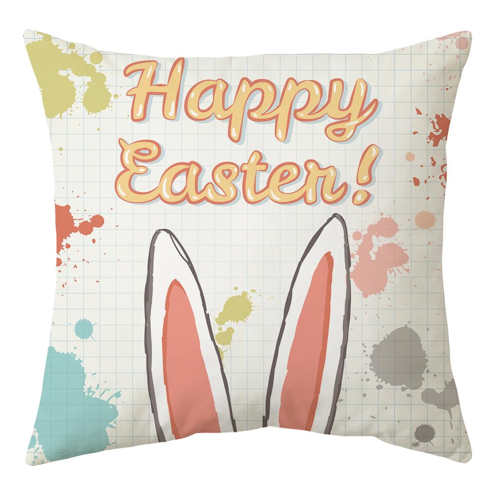 New Easter Pillowcase Square Peach Skin Printed Pillowcase Homewares