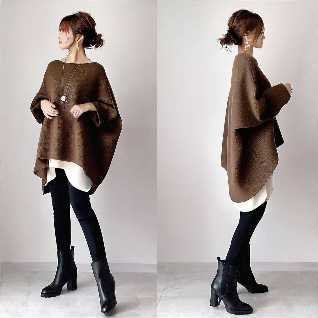2024 Autumn Japanese-Style Round Neck Batwing Sleeve Top - In Stock