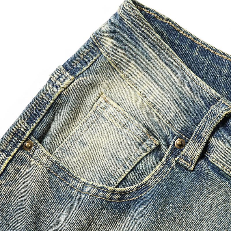 Men Ripped Stacked Jeans Distressed Slim Fit Skinny Straight Leg Jeans Fashion Hip Hop Denim Pants Casual Streetwear 2025 Spring Autumn