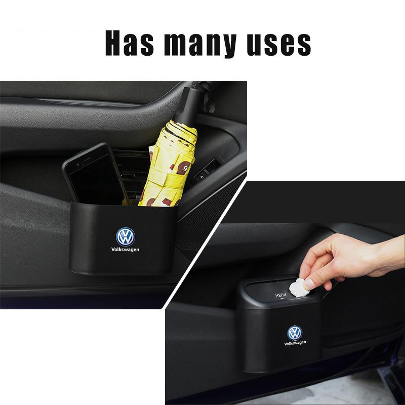 Valve Stems Caps For VOLKSWAGEN VW Car Clamshell Trash Bin Hanging Vehicle Garbage Dust Case Storage Box Black ABS For Volkswage