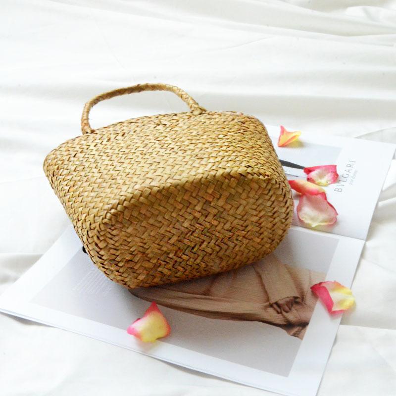 Casual Straw Bag Natural Wicker Tote Bags Women Braided Handbag for Garden Handmade Mini Woven Rattan Bags