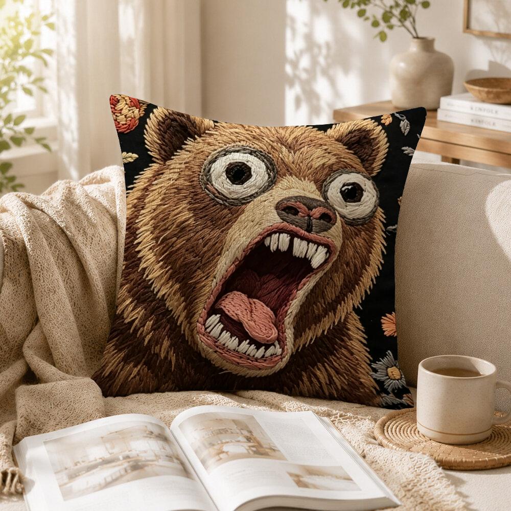 2D Scream Tiere Retro Kissenbezug Natürlicher Leinen Bio-Stoff Beidseitiger Druck Sofa Heimdekor Geschenk Kissenhülle
