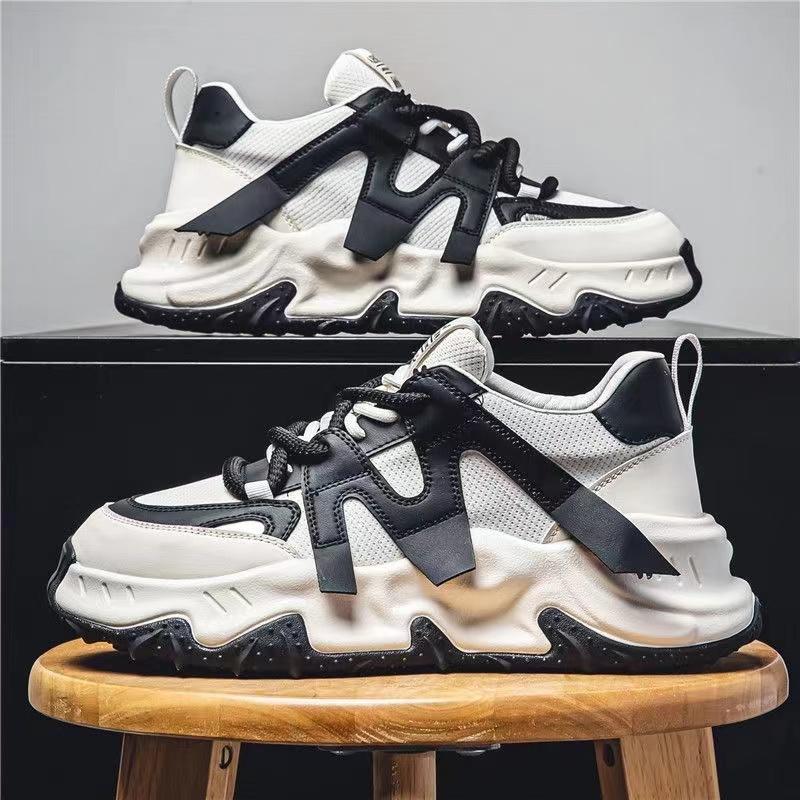 

Модные массивные кроссовки для мужчин, мягкая подошва, кроссовки, модная повседневная кожаная обувь с цветным блоком, дышащая обувь на увеличенной платформе 44
