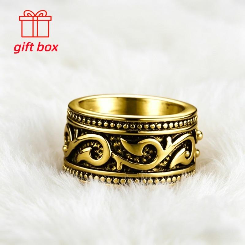 Fashion925Silver ring with wide band, vintage style men's ring, comes with a jewelry gift box, making it an ideal gift for birthdays and holidays, a