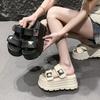 Fashion 8CM New Platform Slippers Women Summer Anti-slip High Heels Leather Chunky Sandals Casual Peep Toe Flip-flops Beach Wedge Shoes