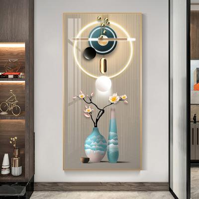 Modern Light Luxury Chinese Vase Flower Canvas Painting Geometric Entrance Hall Decorative Painting Living Room Corridor Decor