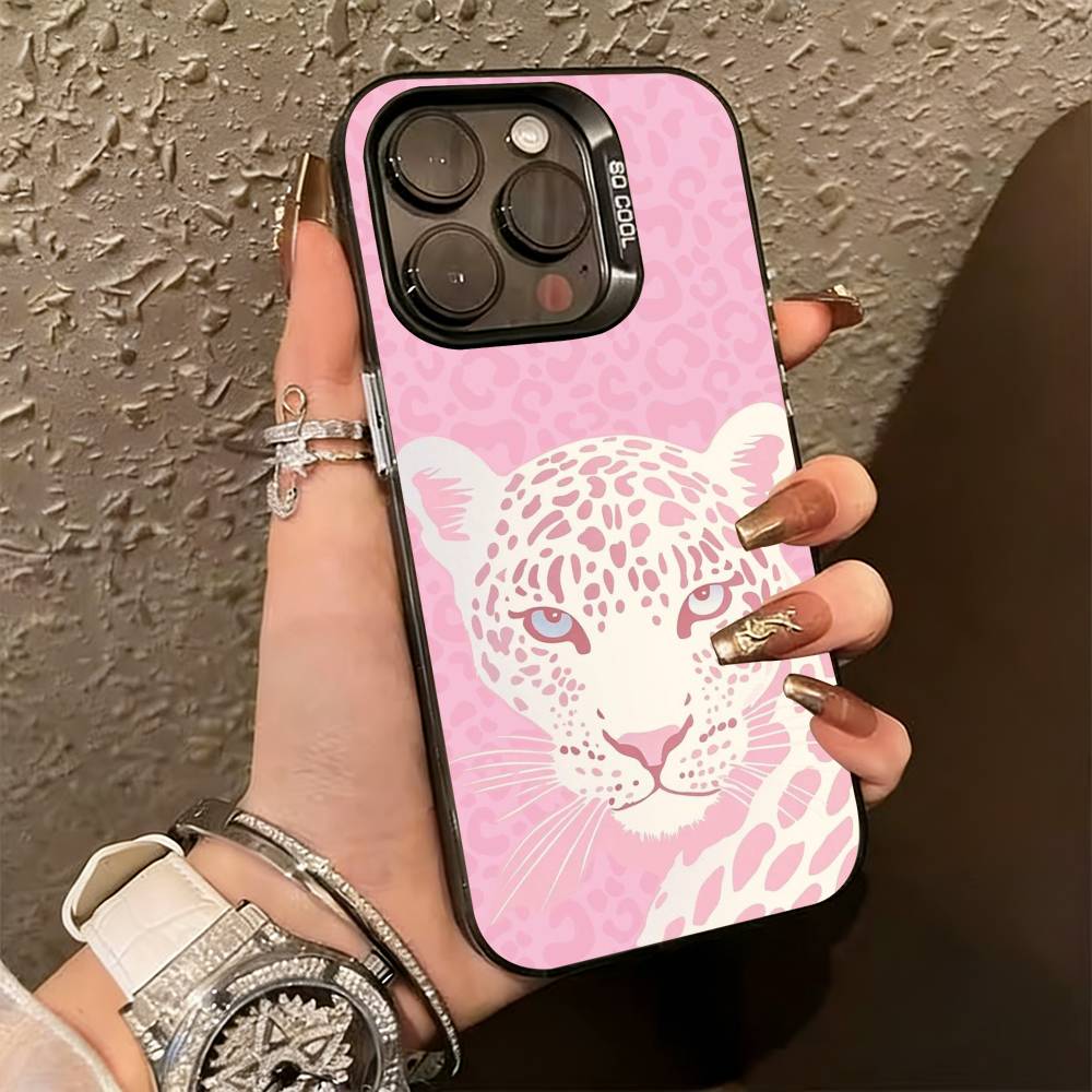 Artistic Leopard  Phone Case For iPhone 17,16,15,14,13,12,11 Plus,Pro Max,XS,Colorful Silver Phone Case Funda Cover