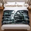 Skull Gothic Theme Soft Blanket Personalized Custom Name Text Print Warm Blanket Home Sofa Bedroom Decor