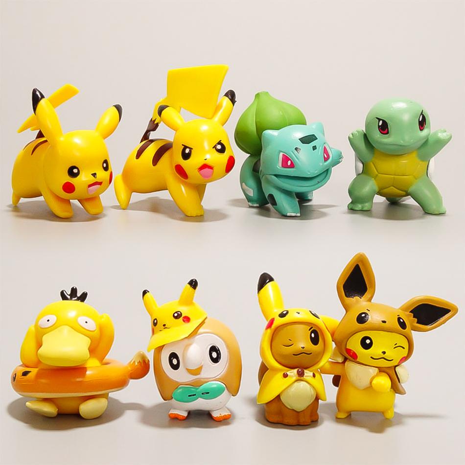 6-8 Pcs/set Pok É Mon Action Dolls Mini Series Pikachu Figure Anime Models Desktop Decorations Pok É Mon Toys Birthday Gifts