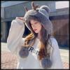 With Cute Animal Casual CZ383 [White Fang] Hat, Deer, Reindeer, Ears, Costume, Autumn/Winter, Women's (Gray)