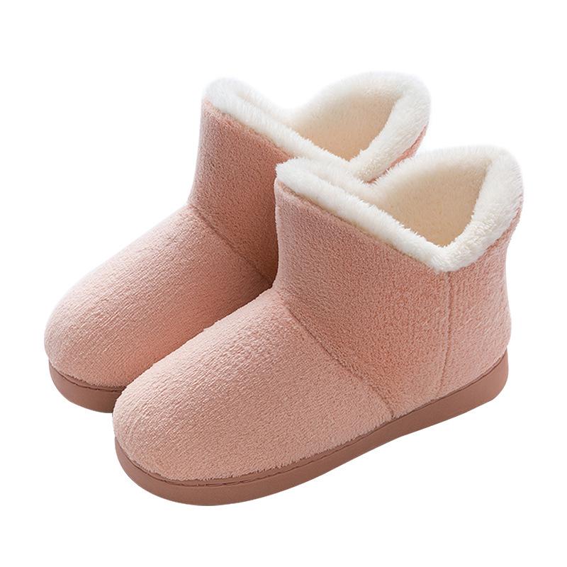 Japanese Style Coral Fleece High-Top Cotton Plush Heel Shoes - Women's & Men's Couple Snow Boots