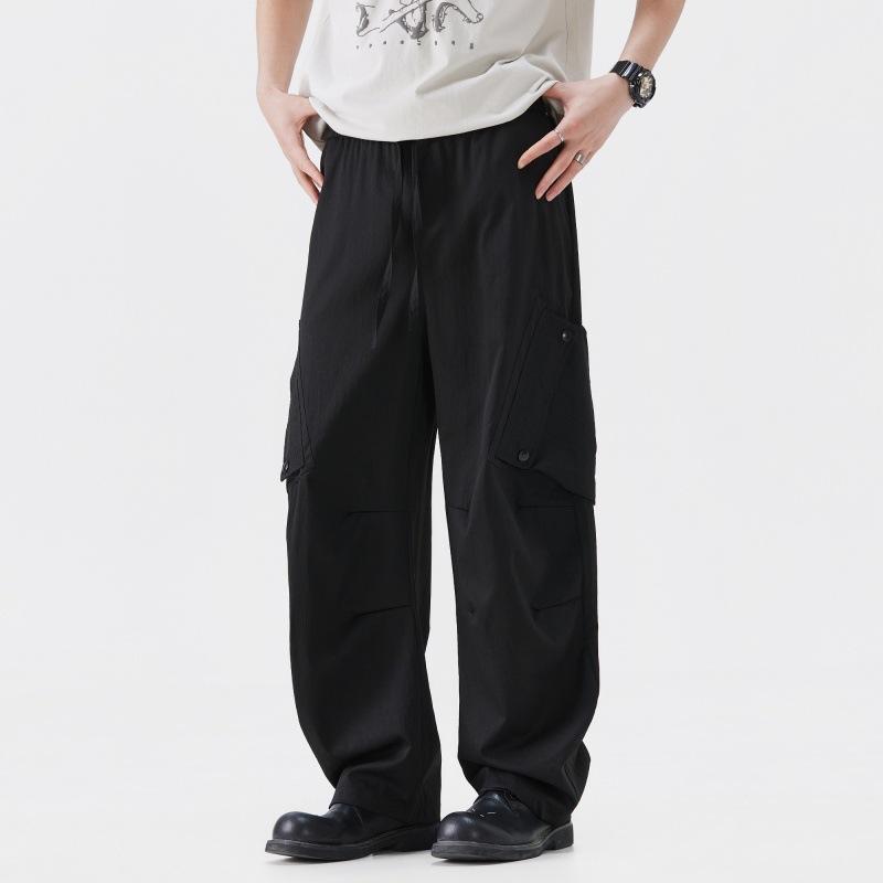 Summer new casual pants boys overalls wide-leg ice silk pants American versatile design long pants tide