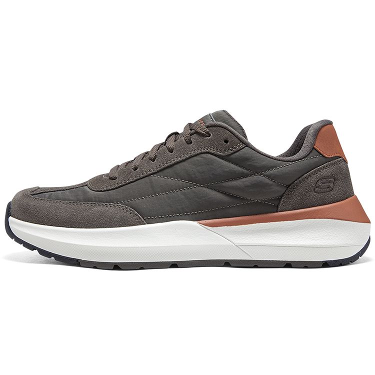 Skechers Global Jogger Fabric Cow Split Leather Comfortable Versatile Retro Durable Low-Top Lifestyle Casual Shoes Men sneakers Gray Red 210613-OLV 41