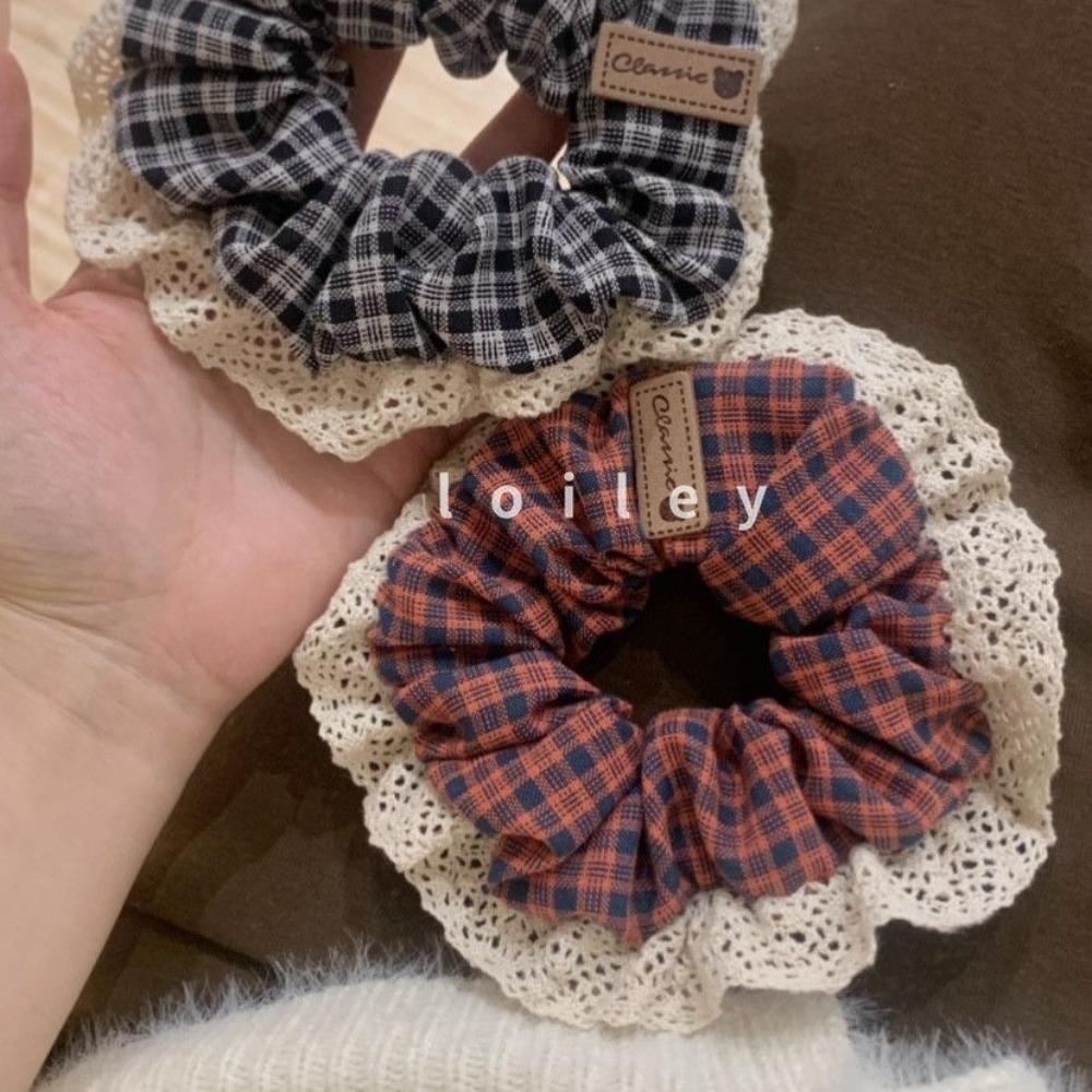 

Корейское кольцо для волос, плед, веревка, клетчатая ткань, аксессуары для волос