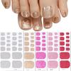 22tips Glitter Toe Nail Stickers Full Cover Nail Wraps Adhesive Toenails Decals for Women DIY Toenails Decals