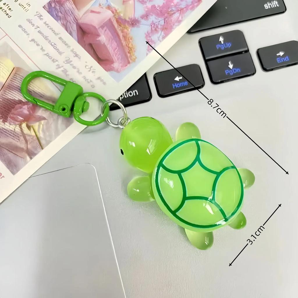 Cute Glow in The Dark Turtle Keychain for Women Girls Backpack Pendant Colorful Tortoise Keyring Student DIY Accessories Gift